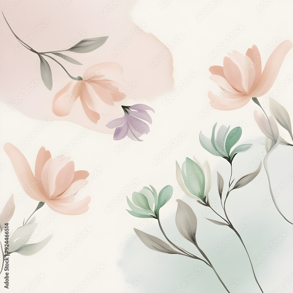 Fototapeta premium Elegant Floral Watercolor Background, created with generative AI technology
