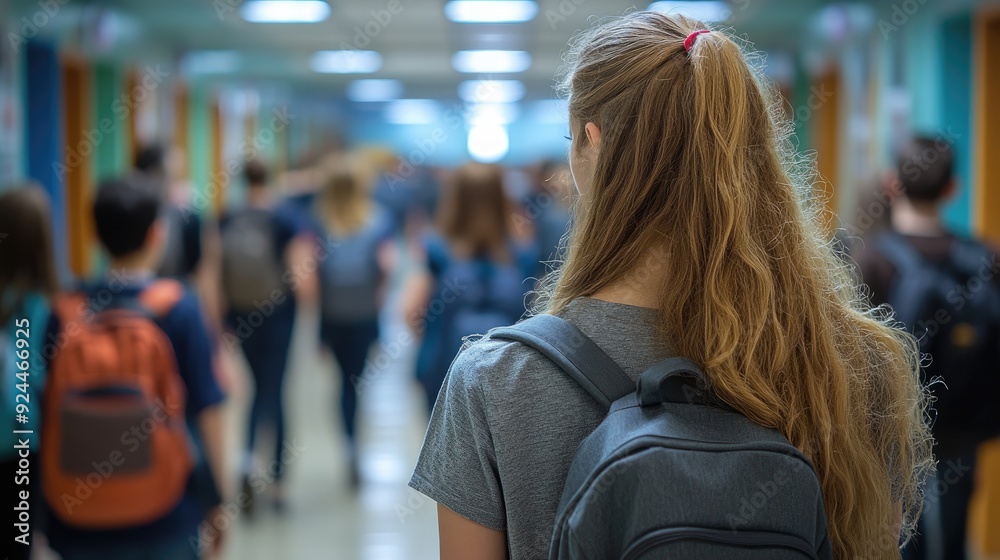 teenage students in high school hall unrecognizable teenage students in high school hall unrecognizable