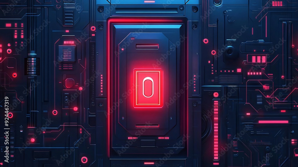 Fototapeta premium Futuristic digital background with glowing circuits and neon elements, representing advanced technology and innovation.