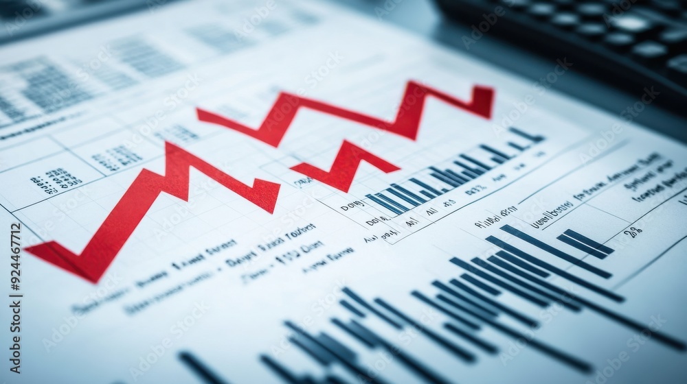 A financial report with red numbers and downward arrows, symbolizing bankruptcy A financial report with red numbers and downward arrows, symbolizing bankruptcy
