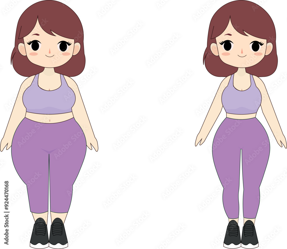 Fat and thin woman, before and after demonstration Fat and thin woman, before and after demonstration