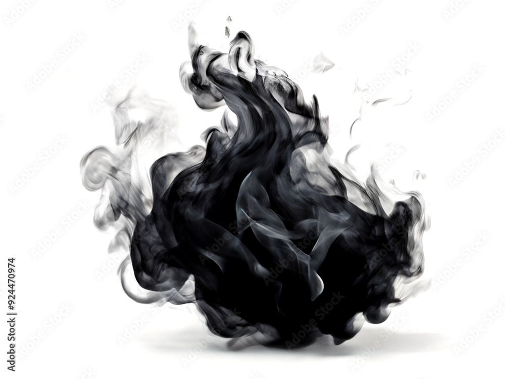 Fototapeta premium Black smoke on white background, fire design