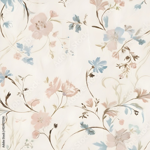 Wallpaper Mural Elegant Floral Watercolor Background, created with generative AI technology Torontodigital.ca