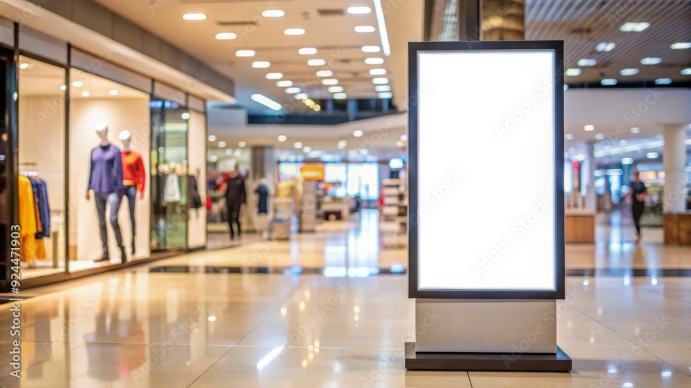 Blank Advertising Billboard in a Modern Shopping Mall. Blank Advertising Billboard in a Modern Shopping Mall.
