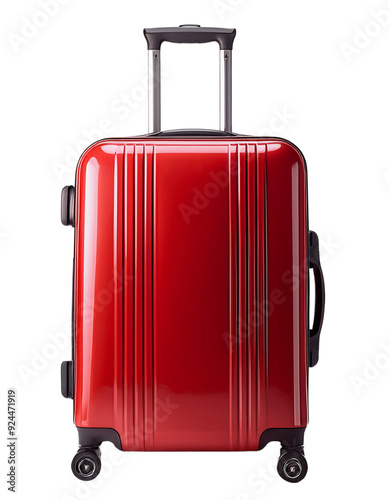 A red suitcase isolated on transparent background