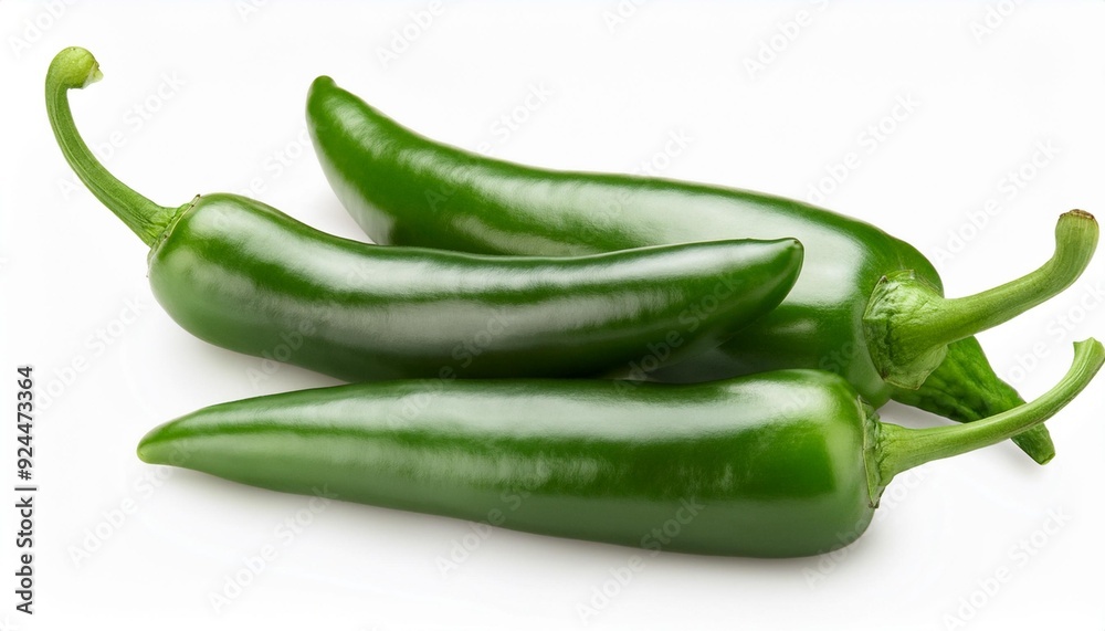 Fresh Green Anaheim Chili Pepper: Isolated on White Background Fresh Green Anaheim Chili Pepper: Isolated on White Background