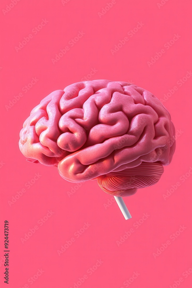 Creative illustration of a pink brain, symbolizing intelligence and cognition against a vibrant background. Creative illustration of a pink brain, symbolizing intelligence and cognition against a vibrant background.