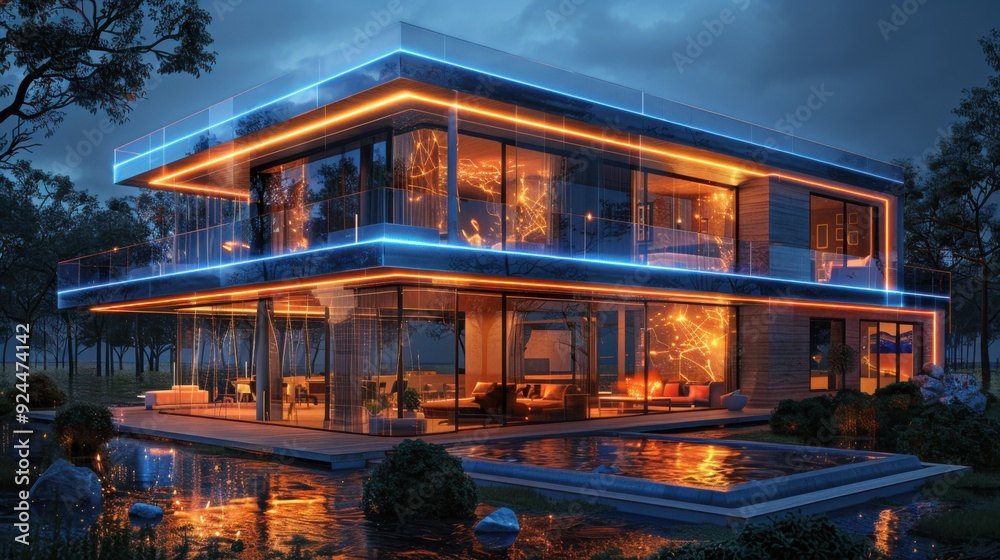 3d design of a smart eco house.