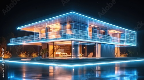 3d design of a smart eco house.