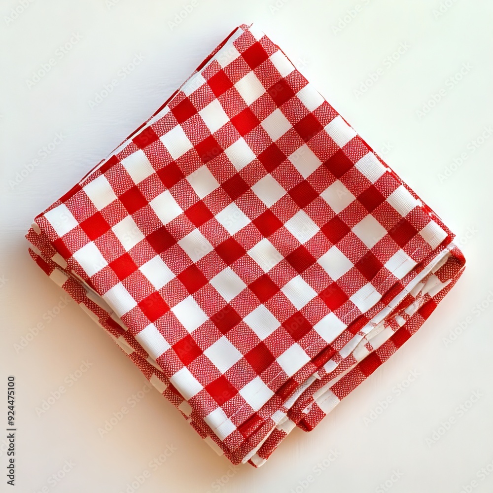 A red and white checkered napkin folded on top of each other A red and white checkered napkin folded on top of each other
