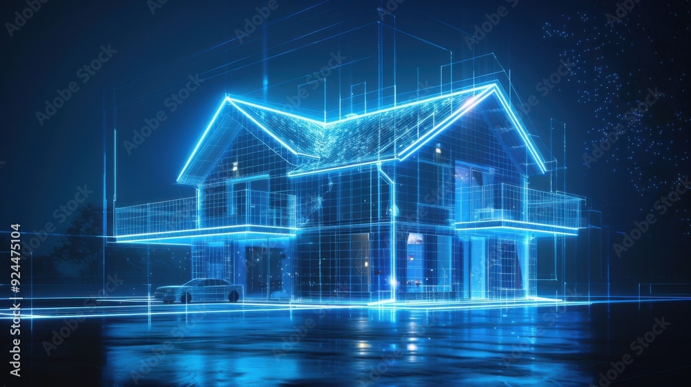 3d design of a smart eco house. 3d design of a smart eco house.