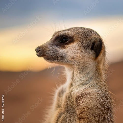Alert Meerkat on Watch in Golden Light