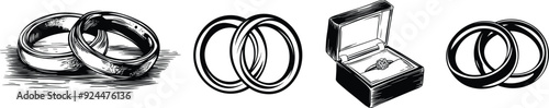 Set of wedding rings, vector illustration.