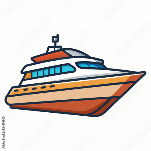 luxury yacht isolated on white, luxury yacht vector illustration, luxury yacht vector art, luxury yacht silhouette, Sea boat vector icon, Luxury yacht boat line art, eps