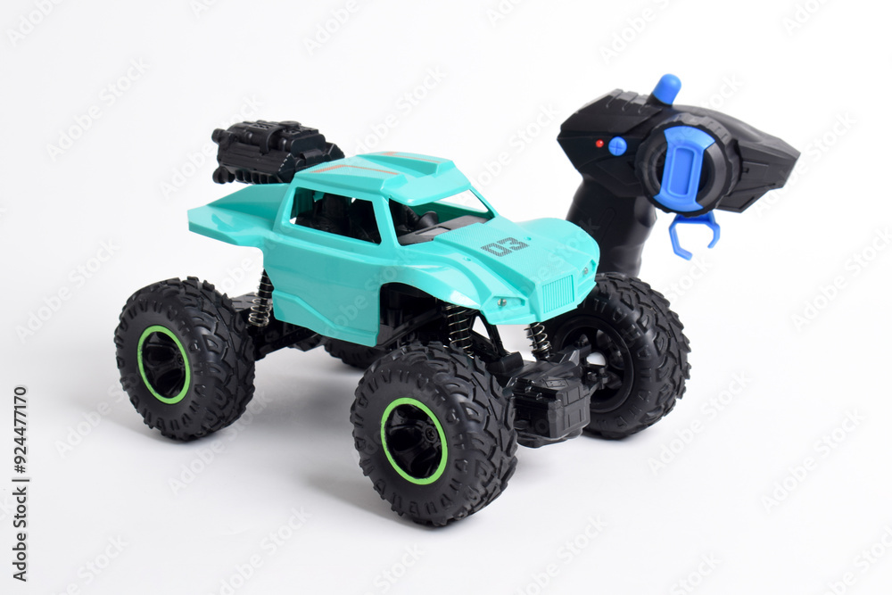 RC model rally, off road buggy with remote control. Isolated on white background RC model rally, off road buggy with remote control. Isolated on white background