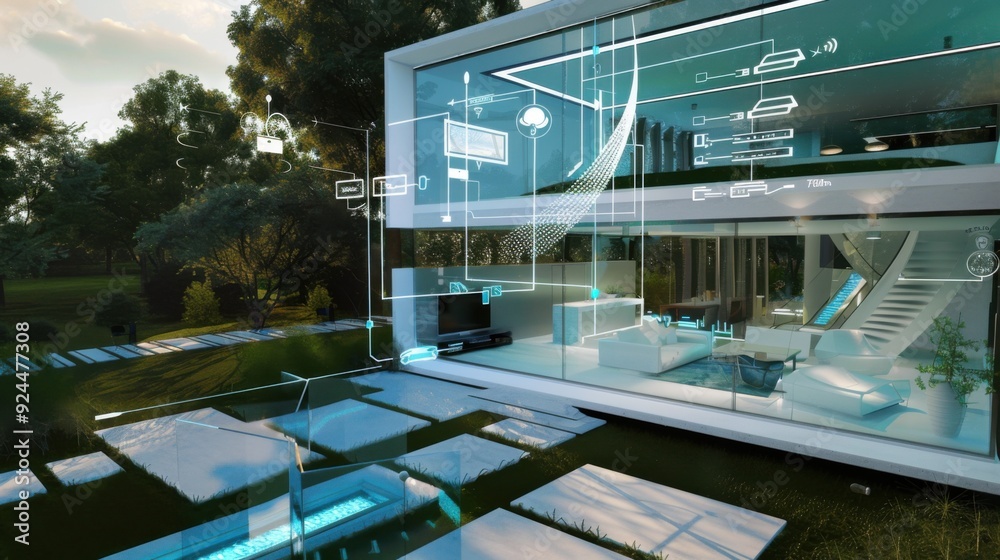 3d design of a smart eco house. 3d design of a smart eco house.