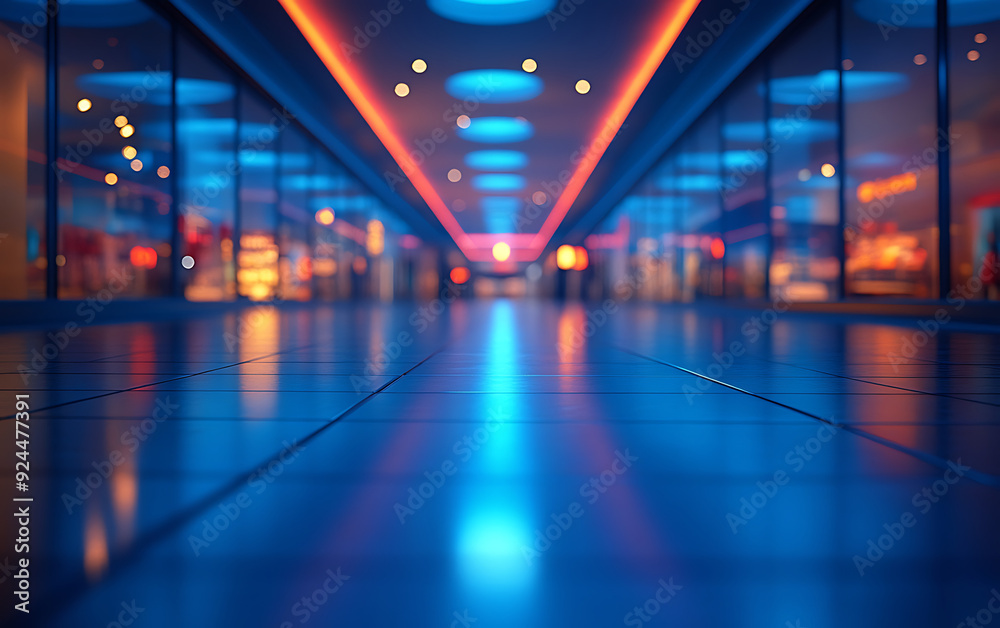 Fototapeta premium Blurred Abstract Background: Empty Shopping Mall