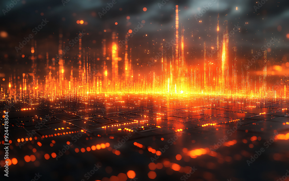 Naklejka premium Financial Crisis & Tech: Stock Market Chart Lines