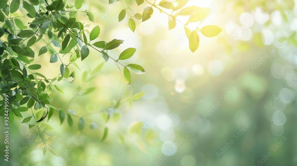 Green Leaf with Blurred Greenery and Sunlight Background Green Leaf with Blurred Greenery and Sunlight Background