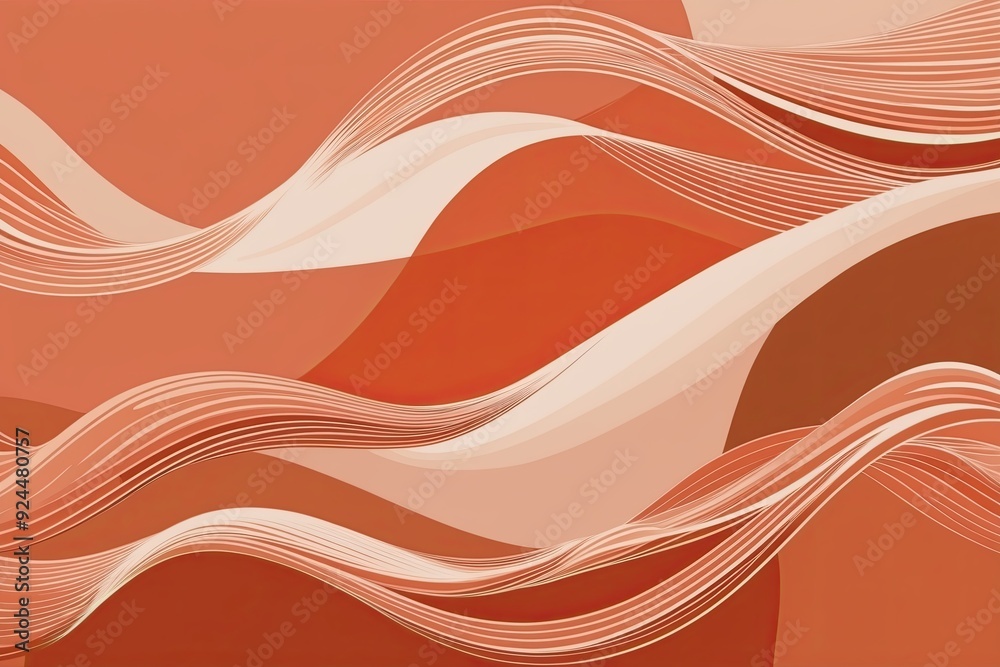Warm Coral Abstract Waves on Cozy Background