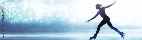 A figure skater executing a perfect spin on the ice, elegant and mesmerizing, digital art, cool tones and sharp details