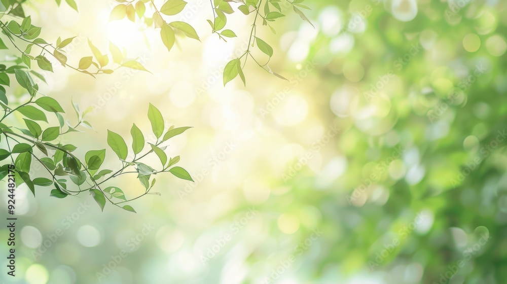 Green leaves with sunlight and bokeh background. Green leaves with sunlight and bokeh background.