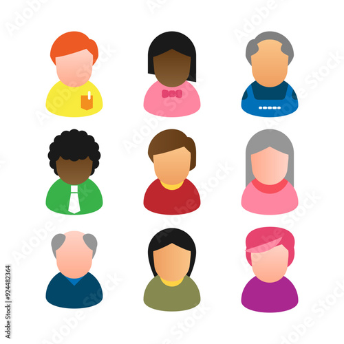 Profile avatars illustration collection, transparent background. Male and female, different ages and occupations persons set. People with various hairstyle, clothes and diverse nationality.