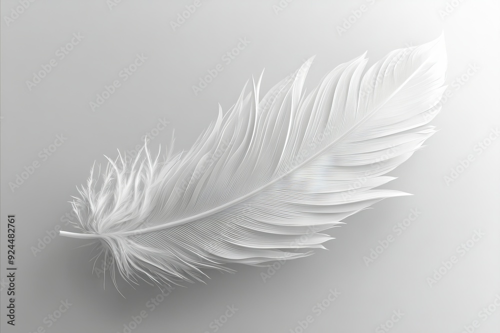 Obraz premium A white feather on a gray background