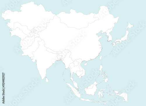 Highlighted map of MALDIVES inside detailed blank flat political map of the Asian continent on isolated background