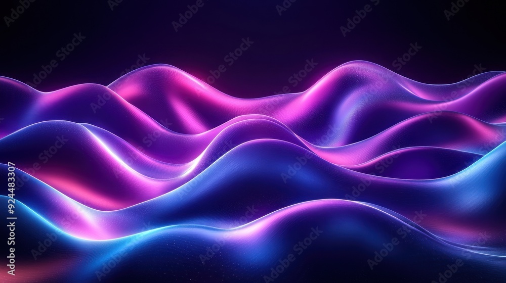 Obraz premium Neon-lit waves creating a futuristic abstract landscape