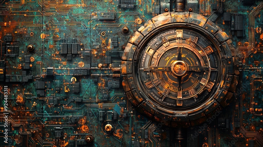 Fototapeta premium Intricate Clockwork Mechanism Close-Up