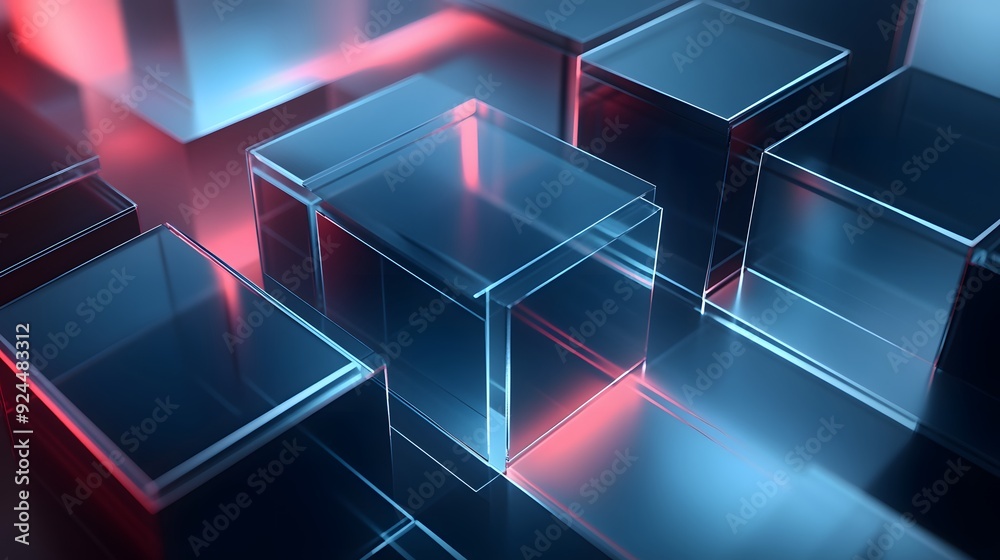 78. Abstract geometric shapes with glowing edges and translucent textures creating a high-tech look 78. Abstract geometric shapes with glowing edges and translucent textures creating a high-tech look