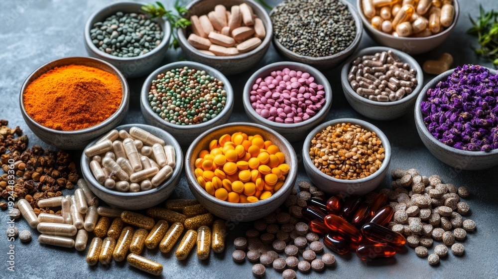 Assortment of Nutritional Supplements and Herbal Medicine Assortment of Nutritional Supplements and Herbal Medicine