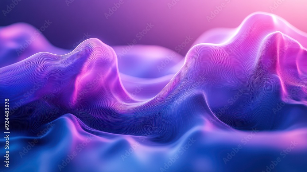Fototapeta premium Flowing abstract waves with luminous purple highlights