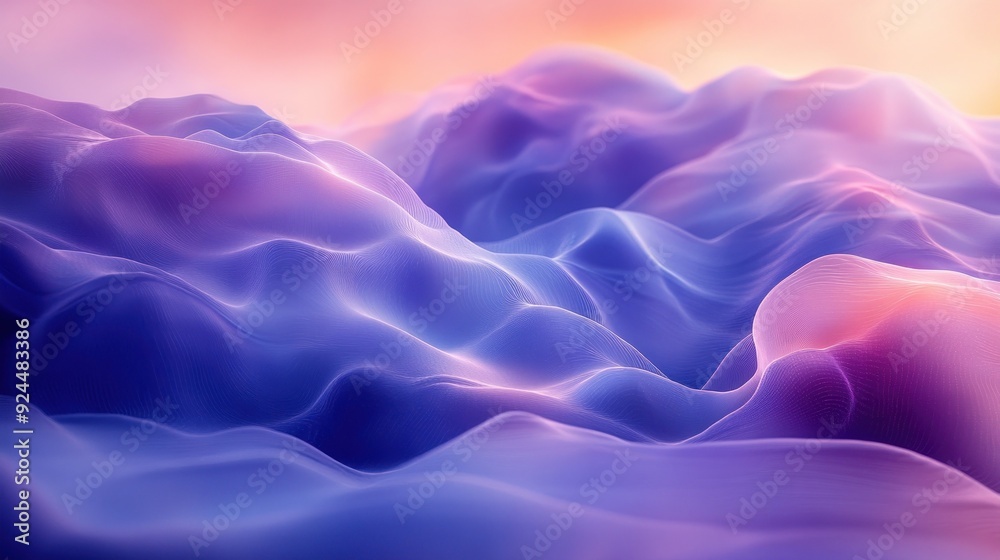 Obraz premium Soft Purple Undulating Waves with Subtle Light Play