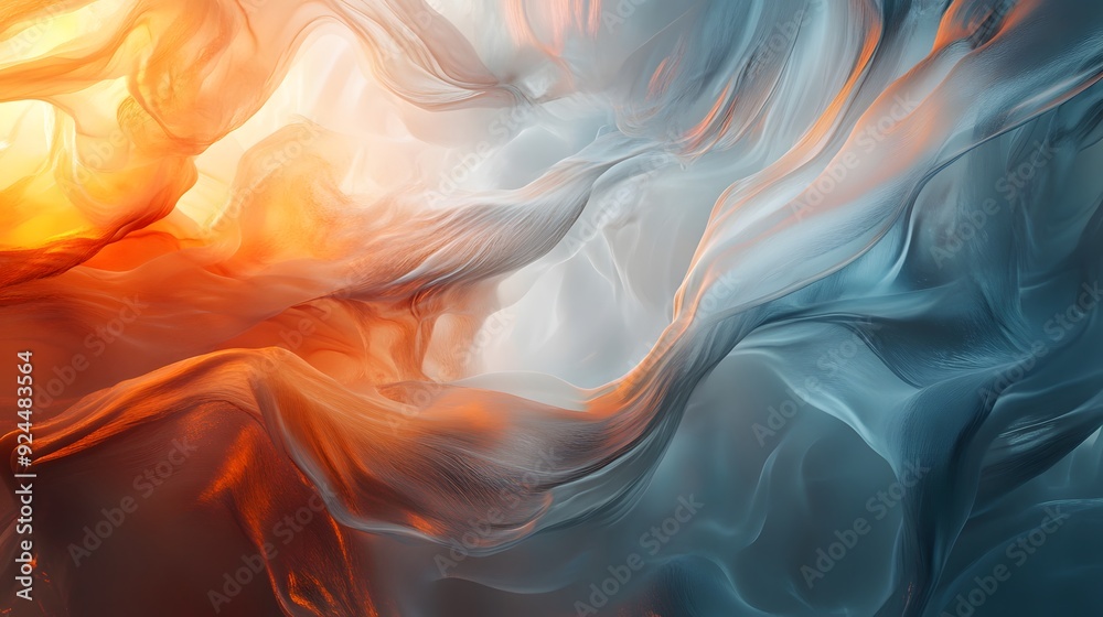 Obraz premium 80. A dynamic interplay of light and shadow with swirling, fluid shapes and soft, radiant highlights