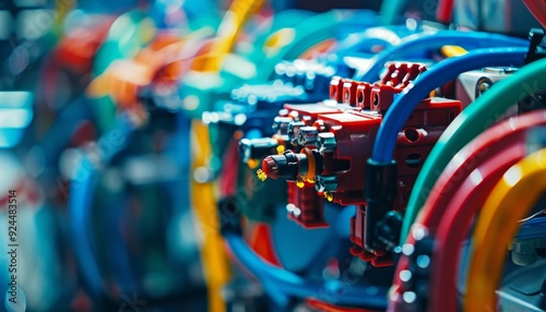 Vibrant Network Cables in Blue, Yellow, and Red Colors