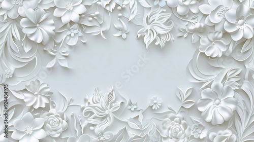 floral ornament decoration in white background for wedding invitation background design
