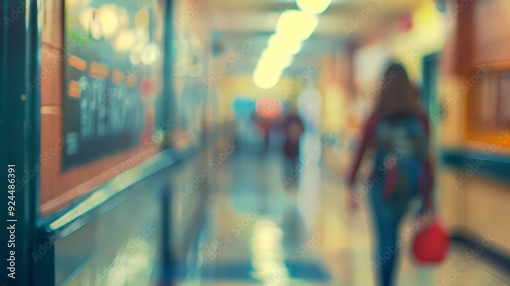 On the blurred background of the empty classroom. Blurred school background On the blurred background of the empty classroom. Blurred school background
