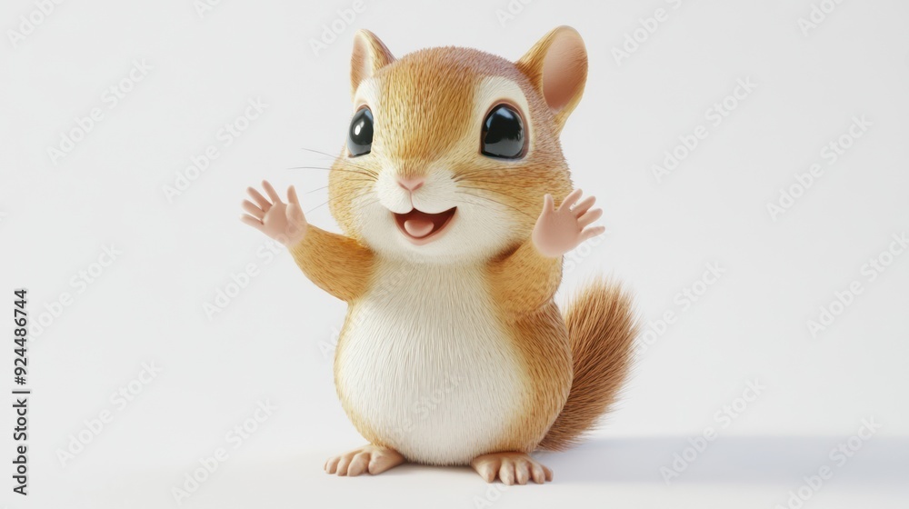 Adorable Cartoon Chipmunk With Big Eyes and Outstretched Arms Adorable Cartoon Chipmunk With Big Eyes and Outstretched Arms