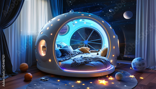 Boy's Space Capsule Bed - Fun and Imaginative Bedroom Decor