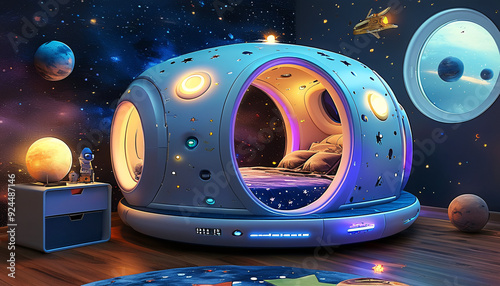 Fun Boy's Space Capsule Bed - Futuristic Bedroom Decor