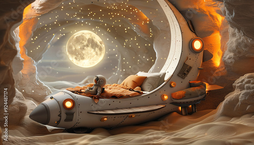 Playful Boy's Bed with Rocket Ship Dreams