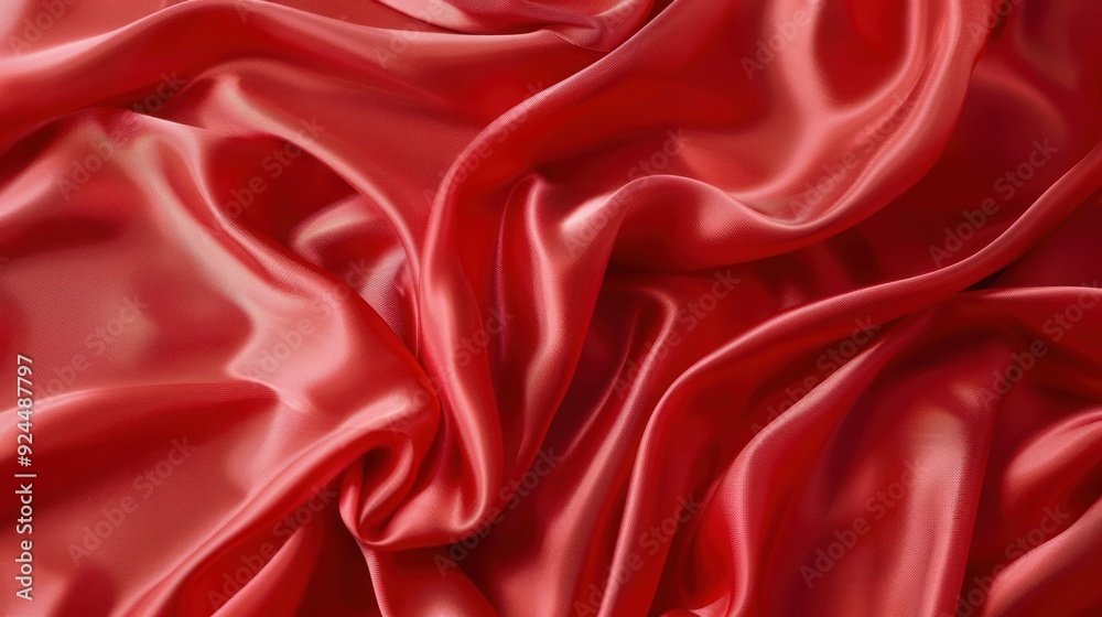 Fototapeta premium Red Silk Fabric Texture