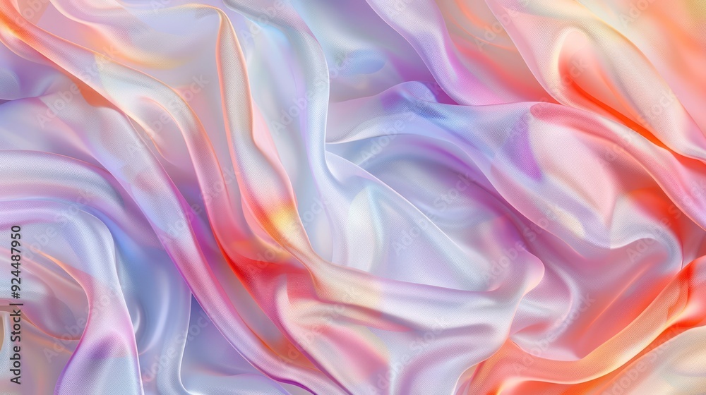 Abstract Silk Fabric with Pastel Colors