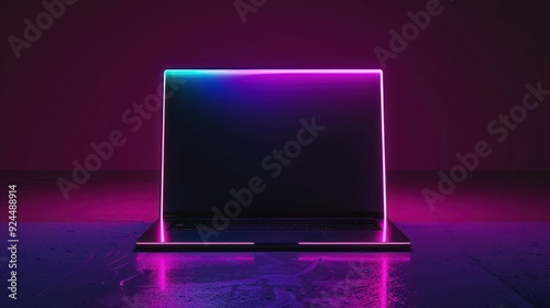 Neon Glow Laptop in a Dark Room