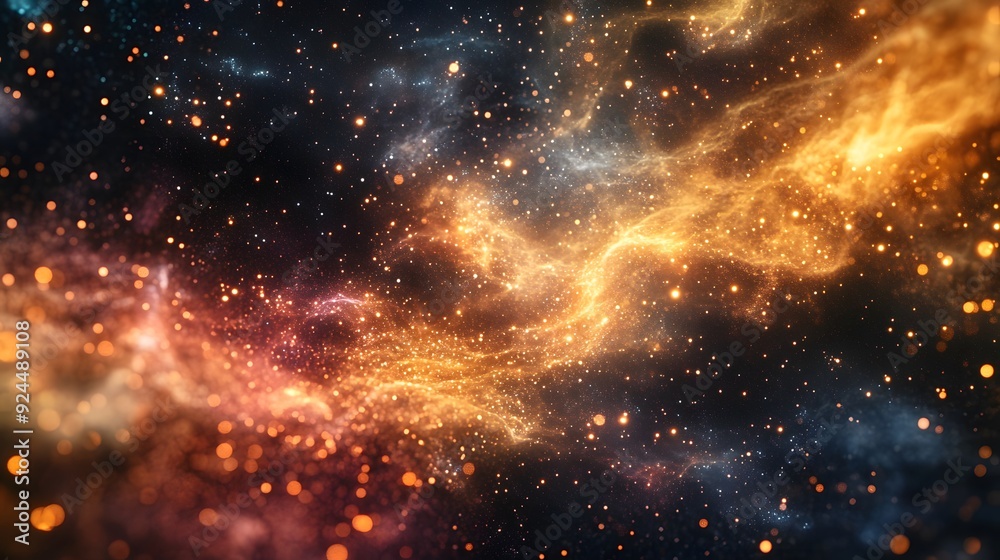 36. Ethereal, floating particles creating a sense of depth and motion in a dark, cosmic space 36. Ethereal, floating particles creating a sense of depth and motion in a dark, cosmic space