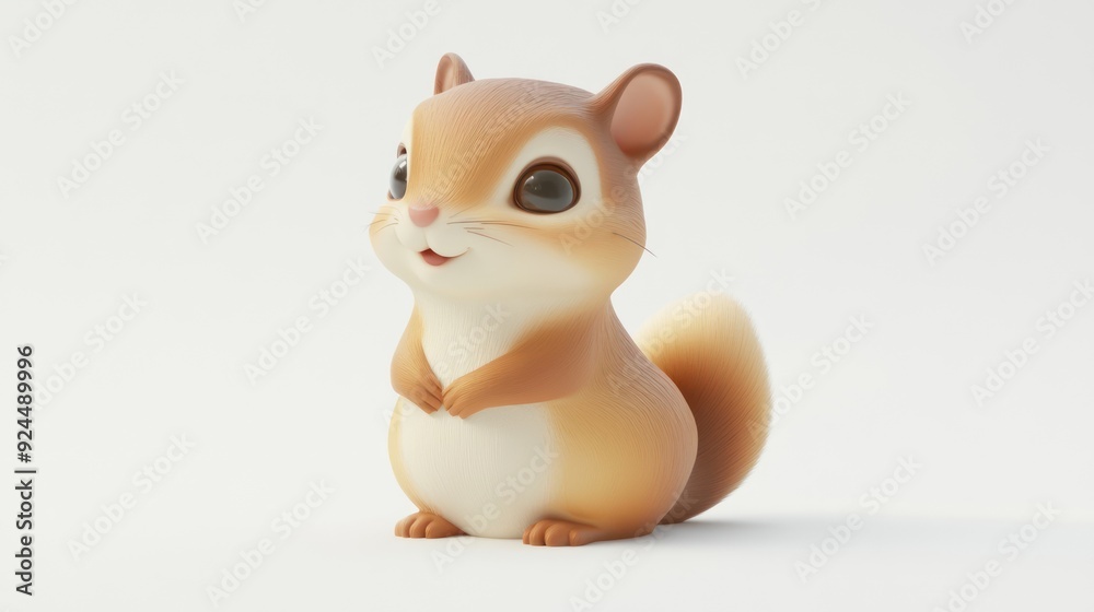 Adorable Cartoon Chipmunk in Minimalistic Design on White Background Adorable Cartoon Chipmunk in Minimalistic Design on White Background