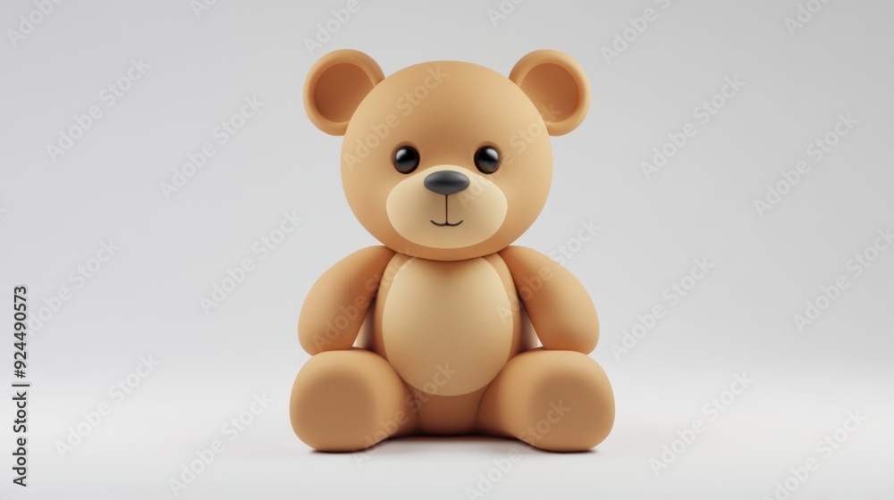 Cute Brown Teddy Bear Plush Toy Sitting on White Background Cute Brown Teddy Bear Plush Toy Sitting on White Background