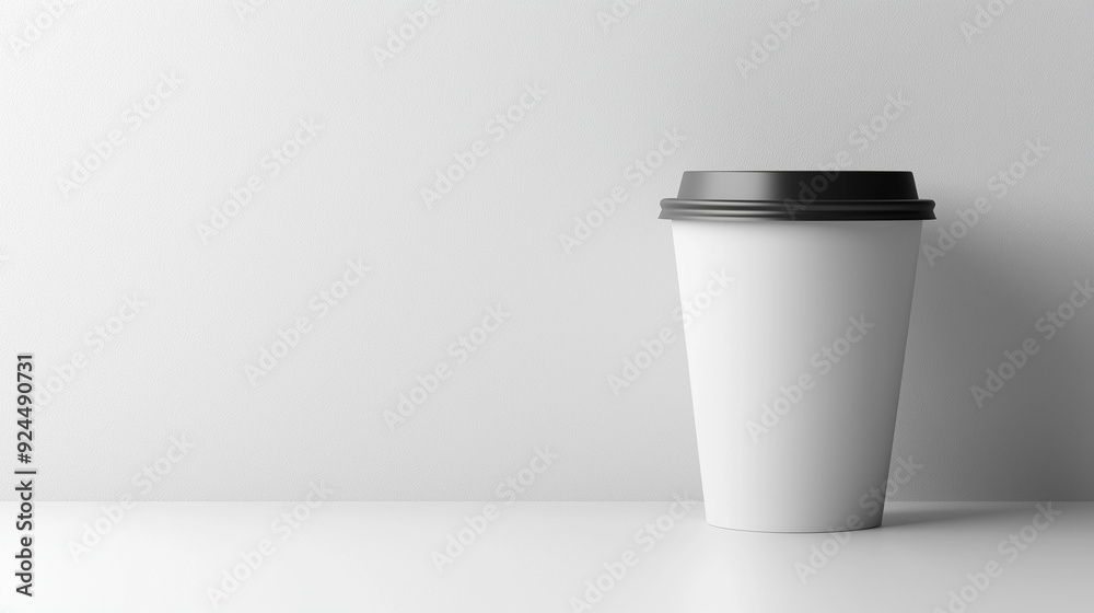 Creative white mock up of coffee cup on white backdrop Creative white mock up of coffee cup on white backdrop
